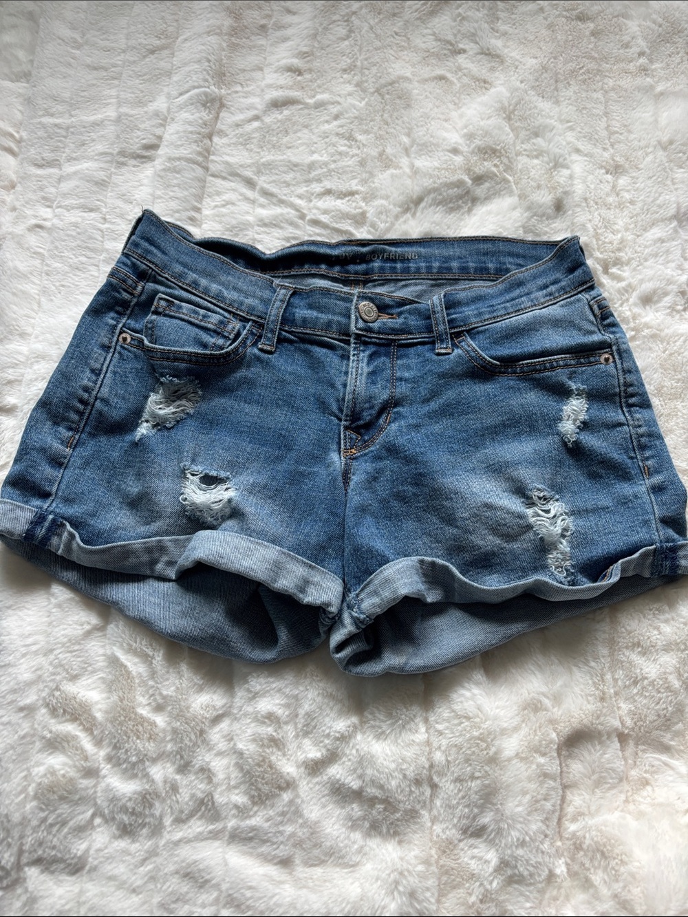 Old Navy Distressed Denim Roll-Hem Shorts - Blue